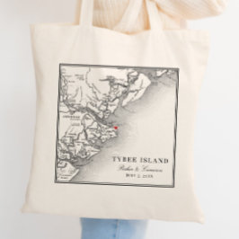 Elegant Tybee Island Georgia Map Wedding Tragetasche