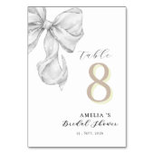 Elegant, tying the knot bridal showePlato de papel Tischnummer (Rückseite)
