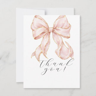 Elegant, tying the knot bridal shower pink bow dankeskarte