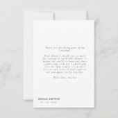 Elegant, tying the knot bridal shower white bow. dankeskarte (Rückseite)