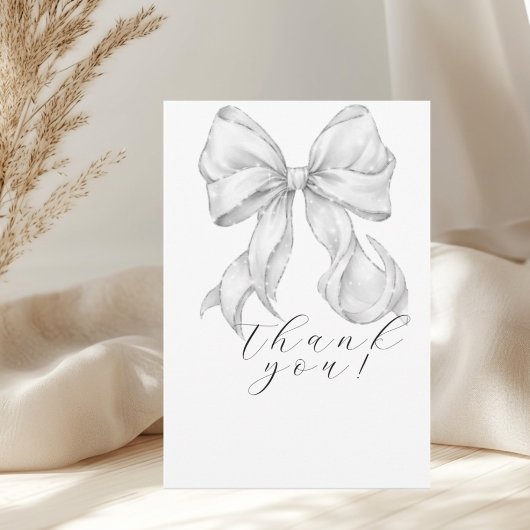 Elegant, tying the knot bridal shower white bow. dankeskarte