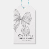 Elegant, tying the knot bridal shower white bow. geschenkanhänger (Vorderseite)