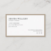 Elegant Typewriter Professional Sand Business Card Visitenkarte (Rückseite)