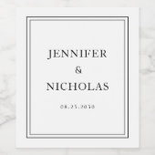 Elegant Typography Black And White Wedding Weinetikett (Einzelnes Label)