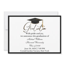 Elegant Typography Black Cap Monochrome Graduation