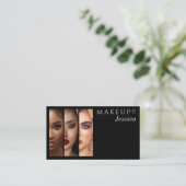 Elegant Typography Black White 3 Photo Makeup Visitenkarte (Stehend Vorderseite)