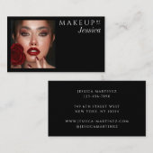 Elegant Typography Black White Photo Makeup Visitenkarte (Vorne/Hinten)