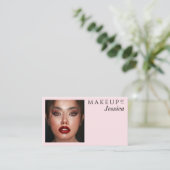 Elegant Typography Blush Pink Photo Makeup Visitenkarte (Stehend Vorderseite)