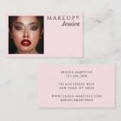 Elegant Typography Blush Pink Photo Makeup Visitenkarte (Vorne/Hinten)