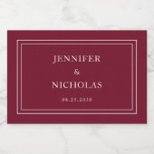 Elegant Typography Burgundy Wedding Schaumweinetikett (Einzelnes Label)