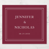 Elegant Typography Burgundy Wedding Schaumweinetikett (Einzelnes Label)