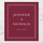 Elegant Typography Burgundy Wedding Weinetikett (Einzelnes Label)