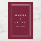 Elegant Typography Burgundy Wedding Weinetikett (Einzelnes Label)