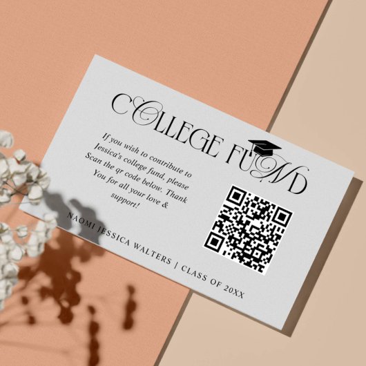 Elegant Typography Collage Fund QR CODE Graduation Begleitkarte