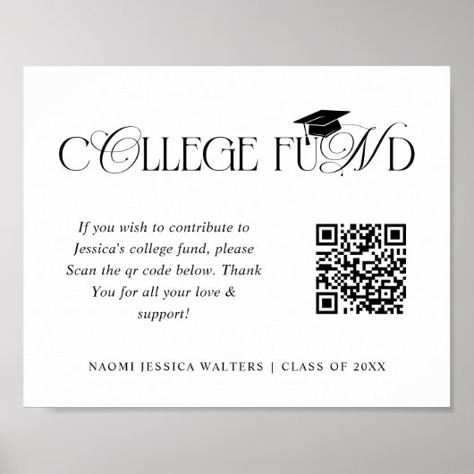 Elegant Typography Collage Fund QR CODE Graduation Poster (Vorne)