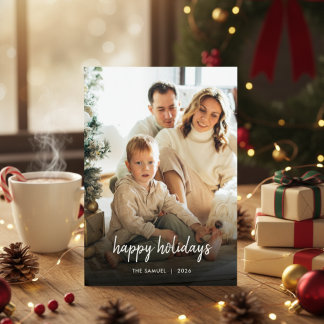 Elegant Typography Family Holiday Photo Card Feiertagskarte