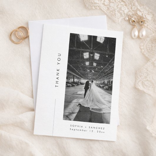 Elegant Typography Formal Wedding Photo Dankeskarte