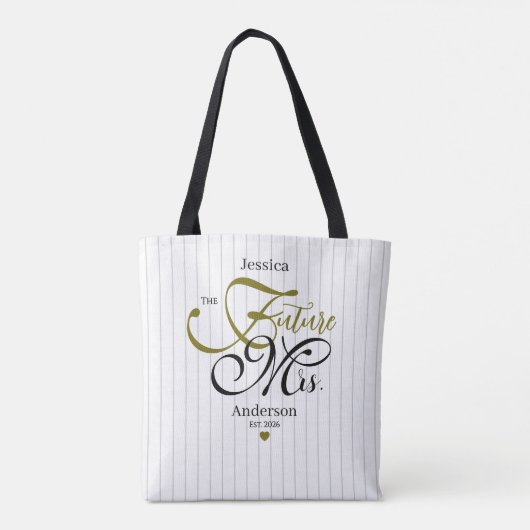 Elegant Typography Future Mrs Modern Stripes Tasche (Rückseite)
