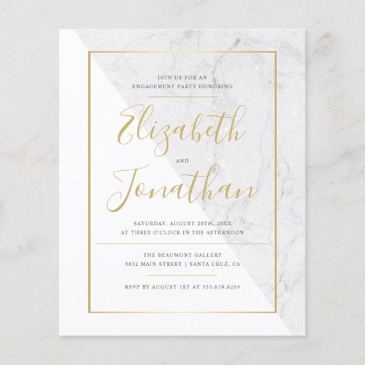Elegant Typography Marble Engagement Party (Vorderseite)