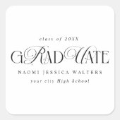 Elegant Typography Old Money Graduation Quadratischer Aufkleber (Vorderseite)