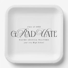 Elegant Typography Old Money Graduation WHITE Pappteller