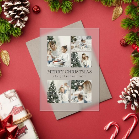 Elegant Typography Photo Collage Christmas Card Acryleinladungen (Insitu (Feiertag))