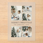 Elegant Typography Photo Collage Christmas Card Acryleinladungen (Vorderseite)