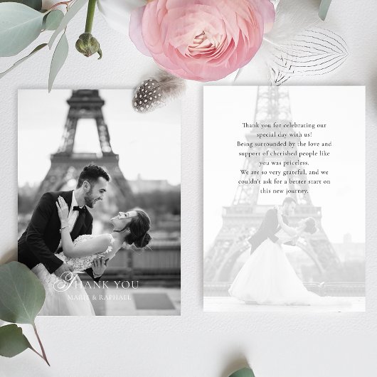 Elegant Typography Photo Wedding Dankeskarte