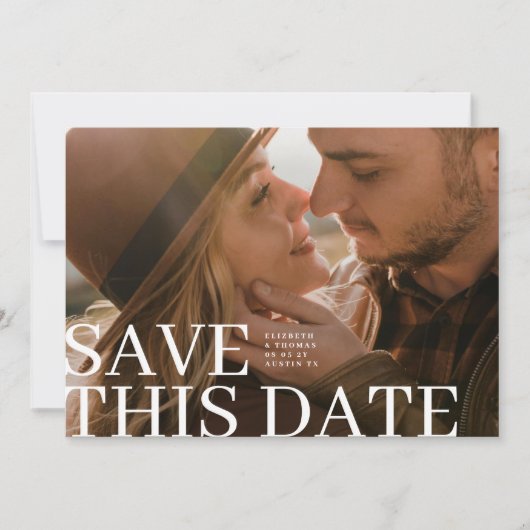 Elegant Typography Save This Date & Photo Wedding Save The Date (Vorderseite)