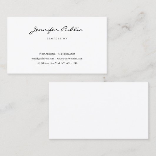 Elegant Typography Script Modern Minimalist Cute Visitenkarte (Vorne/Hinten)