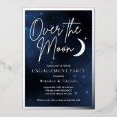 Elegant über die Moon Engagement Party echtes Silb Folieneinladung (Vorderseite)