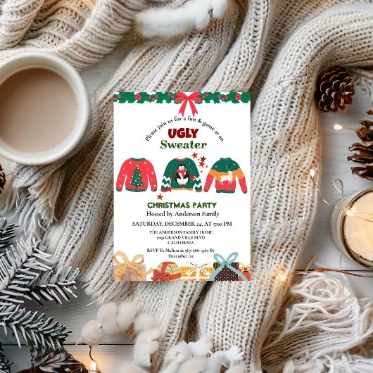 ELegant Ugly Sweater Weihnachten Party Einladung