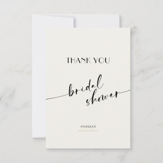 Elegant und einfach - Minimalistische Bridal Showe Dankeskarte (Vorderseite)