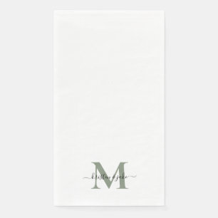 Elegant und einfache Salbei-Monogramm-Swash Serviette