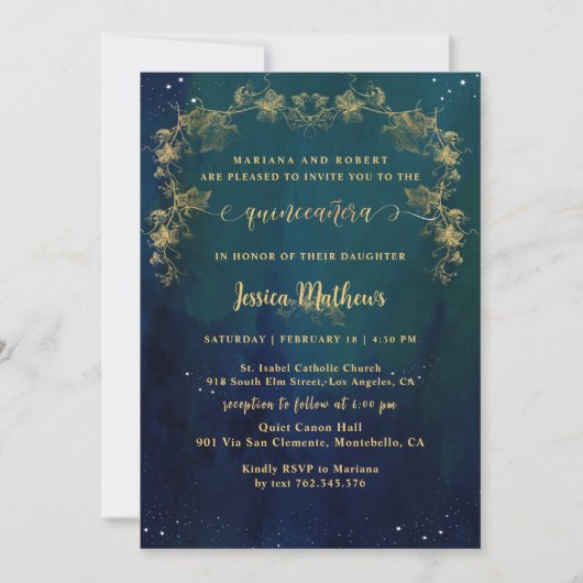 Elegant und einzigartig Starry Night Quinceñera Einladung (Vorderseite)