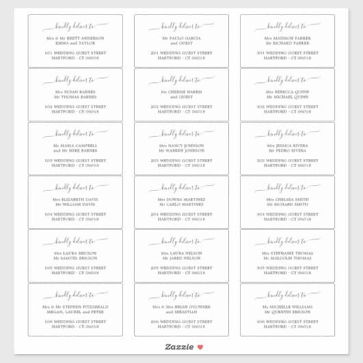 Elegant und freundlich zum Gästetikett Aufkleber (Blatt)