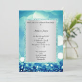 ELEGANT UND MODERN BLAUE AQUA GLITZER WEDD EINLADUNG (Stehend Vorderseite)