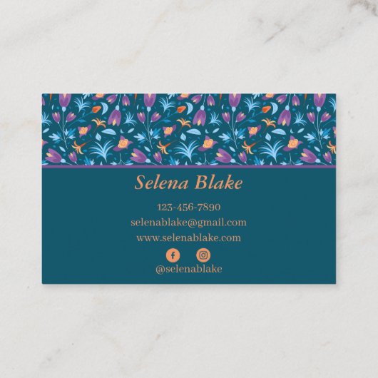 Elegant und modern | Chic Floral Pattern Visitenkarte (Rückseite)