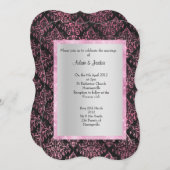 ELEGANT UND MODERN WEDN BLUMENDAMASK SCHWARZ EINLADUNG (Vorne/Hinten)