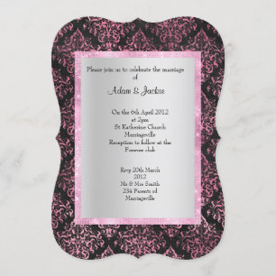 ELEGANT UND MODERN WEDN BLUMENDAMASK SCHWARZ EINLADUNG