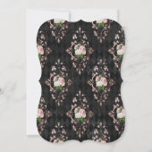 ELEGANT UND MODERN WEDN BLUMENDAMASK SCHWARZ EINLADUNG (Rückseite)