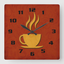 Elegant und stilvoll eingerichtete Kaffeeküche Quadratische Wanduhr