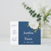 elegant und Vintag dunkelblau Save the Date Postkarte (Stehend Vorderseite)