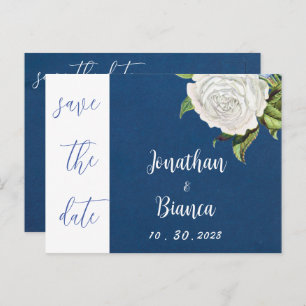 elegant und Vintag dunkelblau Save the Date Postkarte