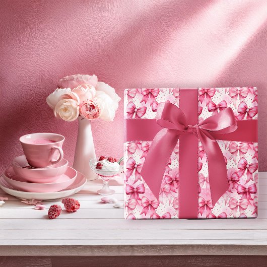 Elegant und Whimsical Pink Coquette Buben Geschenkpapier