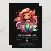 Elegant Underwater Mermaid Birthday Einladung (Vorne/Hinten)