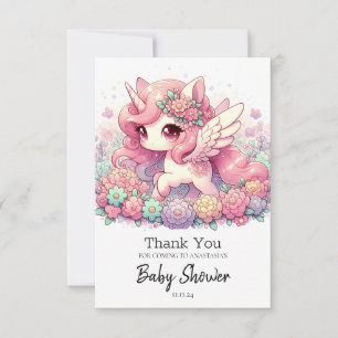 Elegant Unicorn Baby Shower Dankeskarte