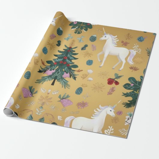 Elegant Unicorn Wrapping Paper Geschenkpapier (Ungerollt)