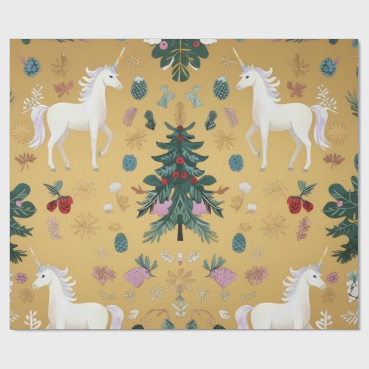 Elegant Unicorn Wrapping Paper  Geschenkpapier (Flach)