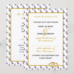 Elegant UNION JACK UK mit Gold Script Wedding Einladung